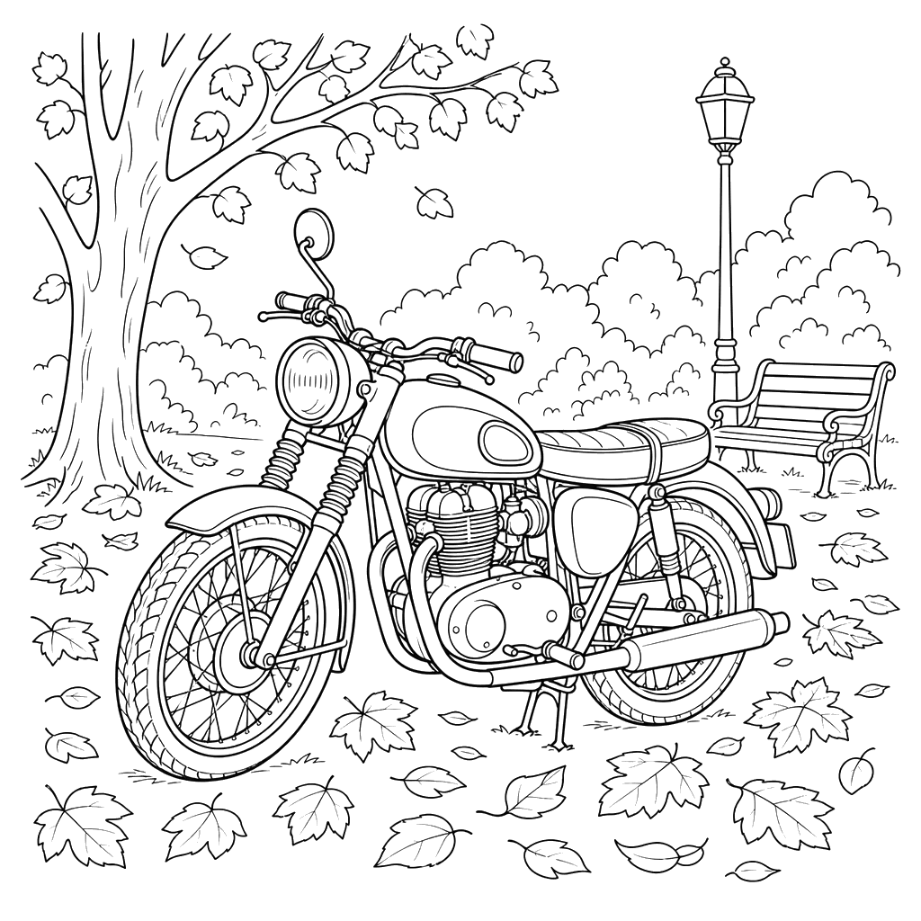 Retro Motorcycle in the Park