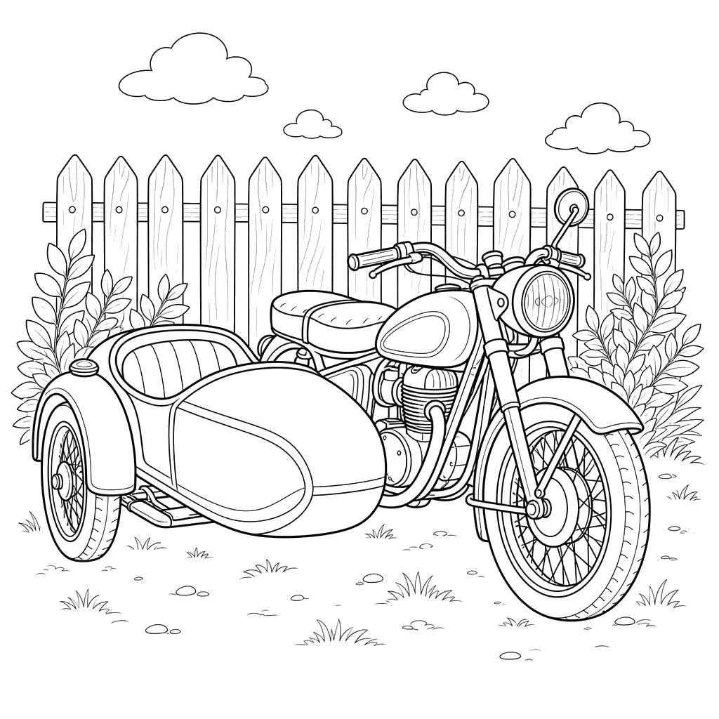 Retro Motorcycle with Sidecar