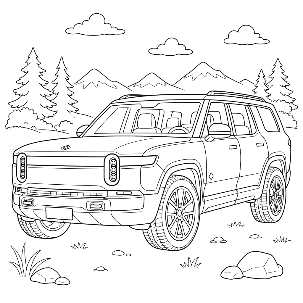 Rivian R1S SUV Coloring Page
