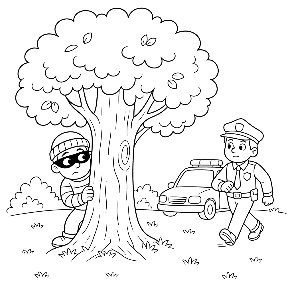 Robber Hiding Behind a Tree