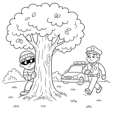 Robber Hiding Behind a Tree