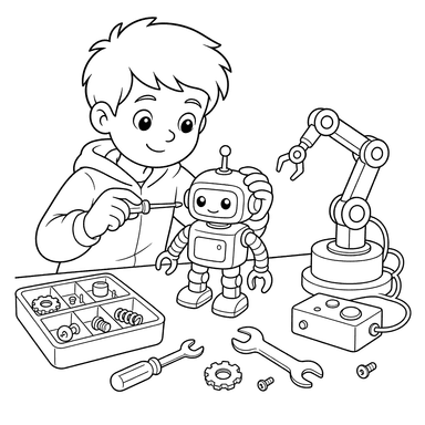 Roboticist and Little Robot