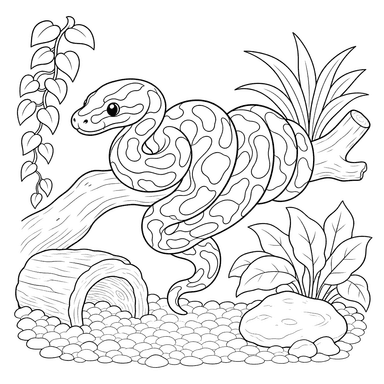 Royal Python on Branch Coloring Page