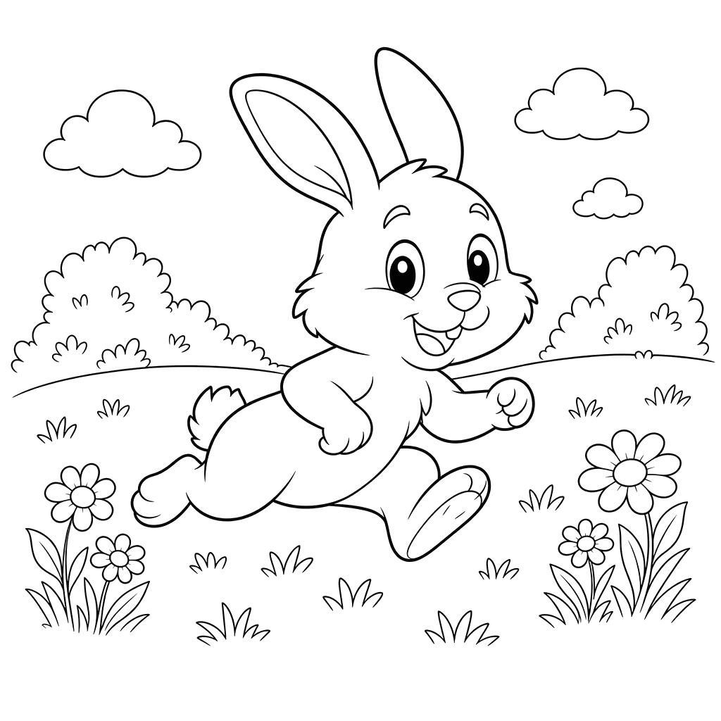 Running Bunny in the Meadow