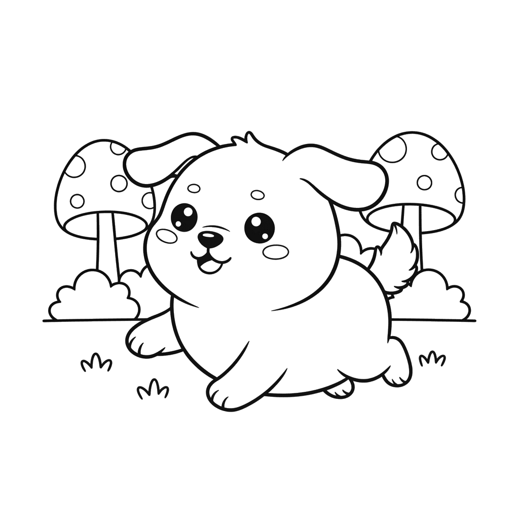 Cute Dog Running in the Park Coloring Page