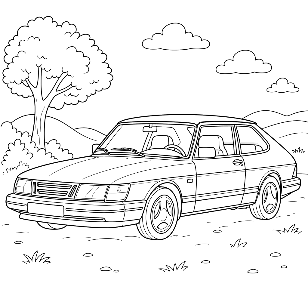 Saab 900 Coloring Page