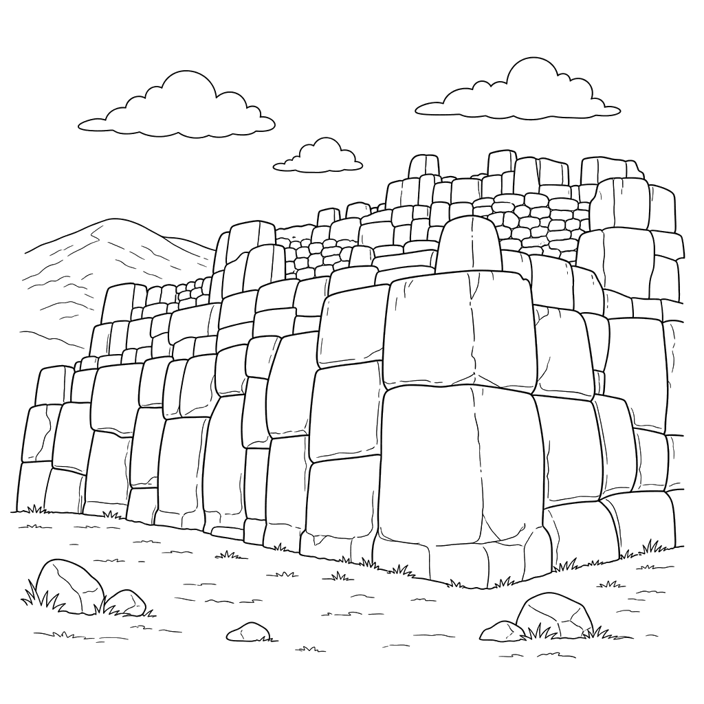 Sacsayhuaman Walls Coloring Page