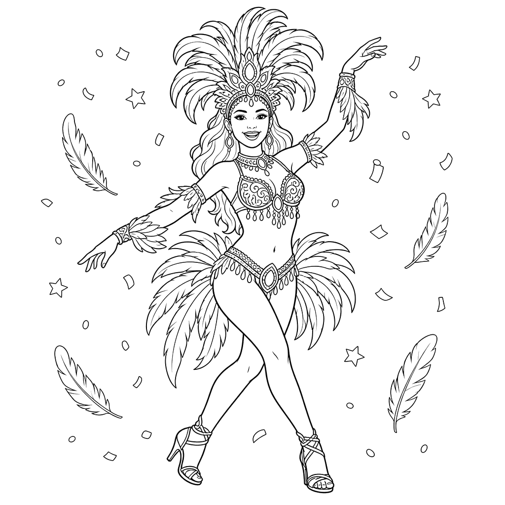 Samba Dancer Coloring Page