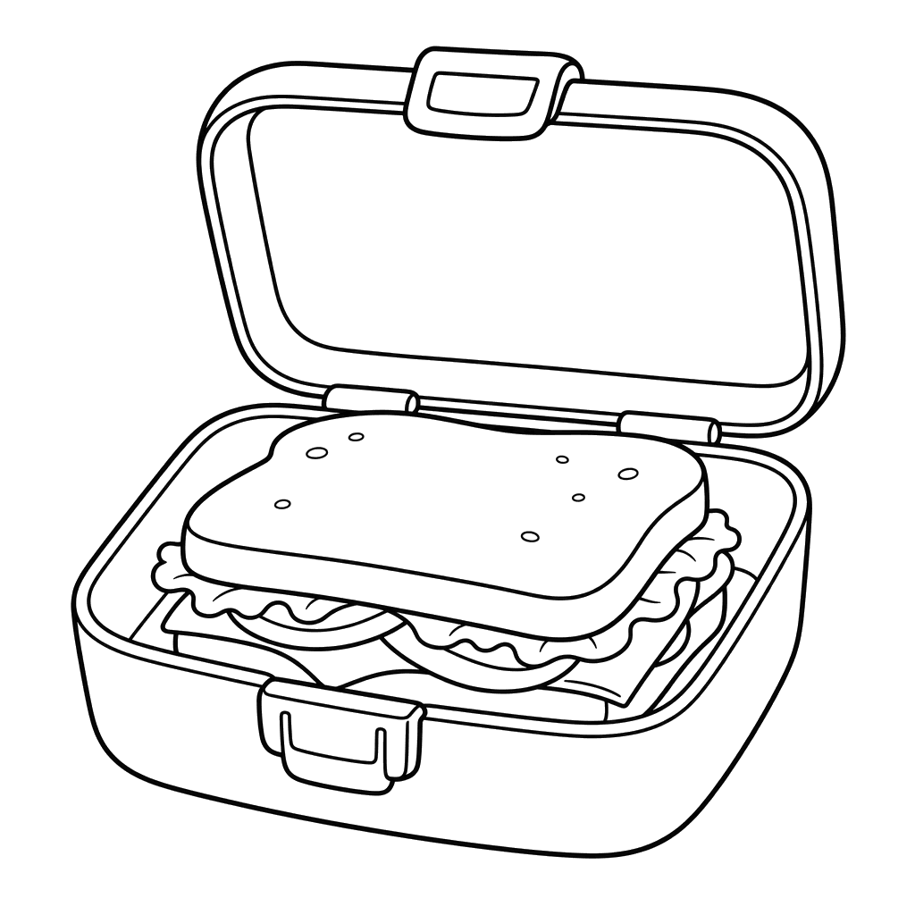 Sandwich in a Lunchbox coloring page