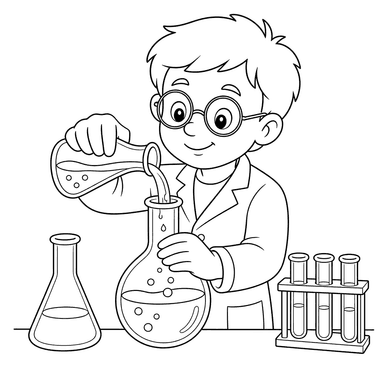 Scientist Pouring Liquid Coloring Page