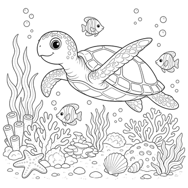 Sea Turtle Swimming in Clear Water