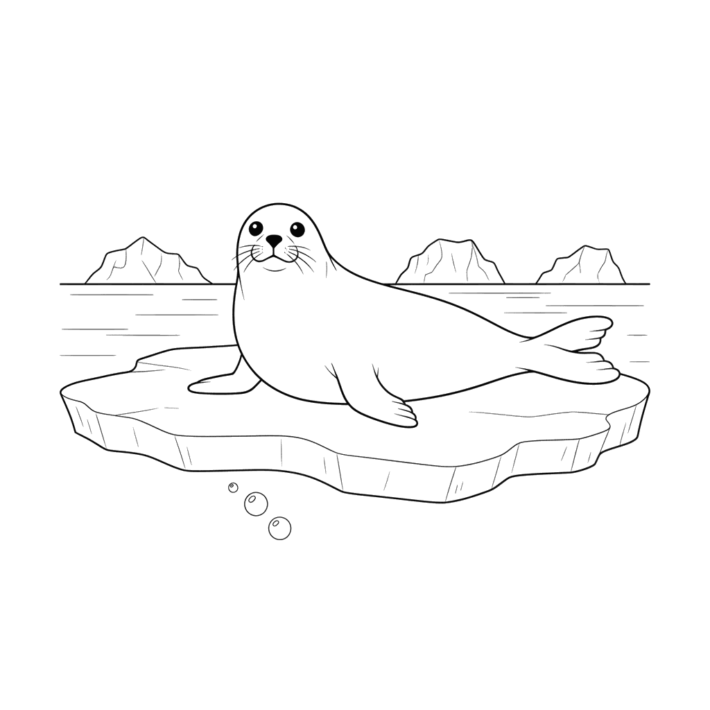 Seal on Ice Floe Coloring Page