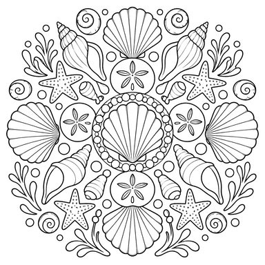 Seashell Mandala Coloring Page