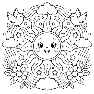Simple Wavy Lines Mandala Coloring Page