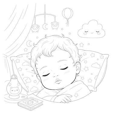 Sleeping Baby Face Coloring Page