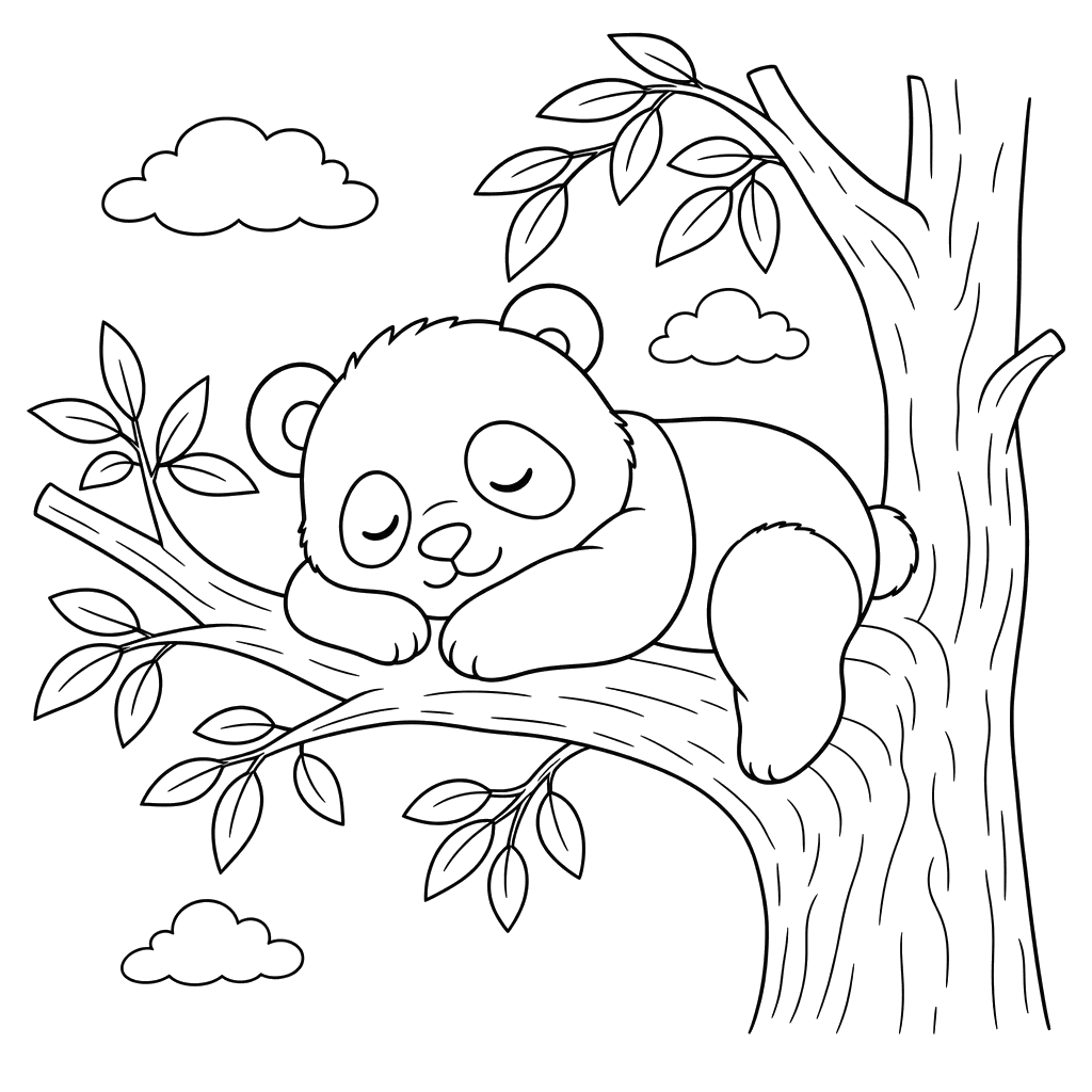 Sleeping Baby Panda Coloring Page