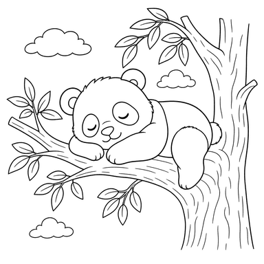 Sleeping Baby Panda Coloring Page