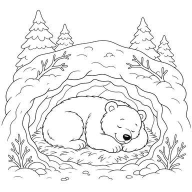 Sleeping Bear in a Winter Den
