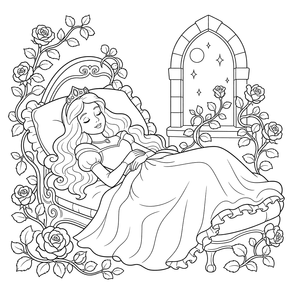 Sleeping Beauty Magical Dream Coloring Page