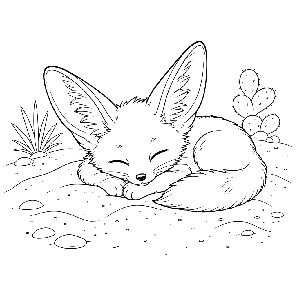 Sleeping Fennec Fox Cub