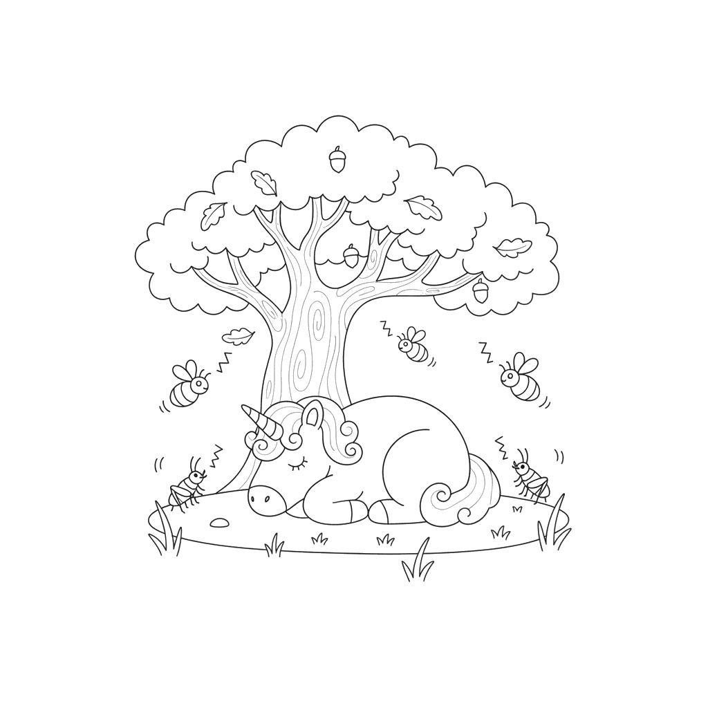 Sleeping Unicorn under an Oak Tree