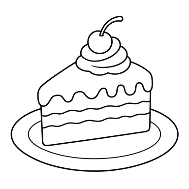 Slice of Cake on a Plate — printable & color online