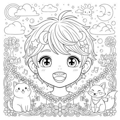 Smiling Child Face Coloring Page