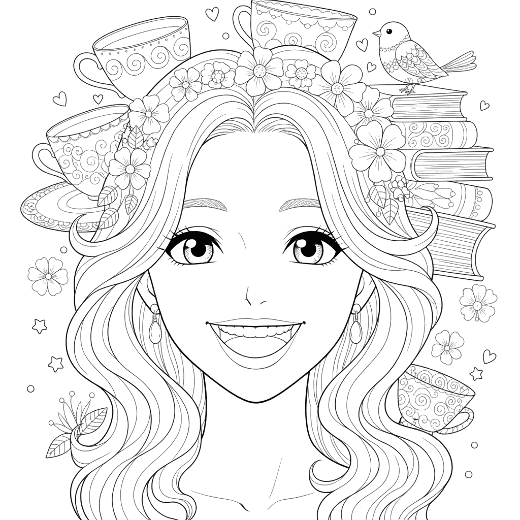 Mother's Smiling Face Coloring Page