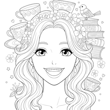 Mother's Smiling Face Coloring Page