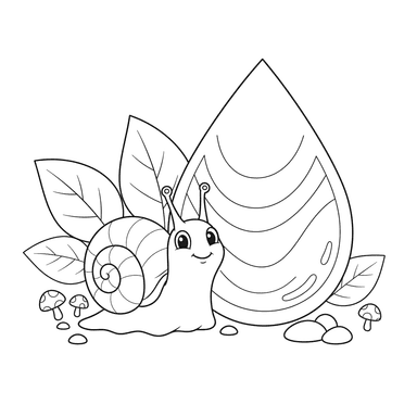 Snail and Big Water Drop Coloring Page