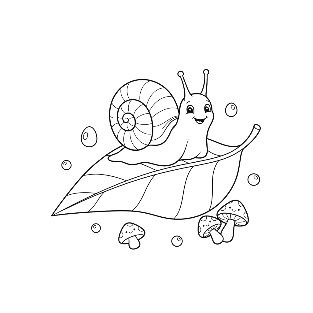 Snail on a Leaf Coloring Page