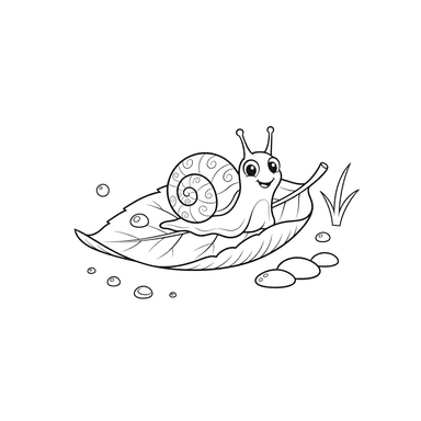Snail on a Leaf Coloring Page for Kids