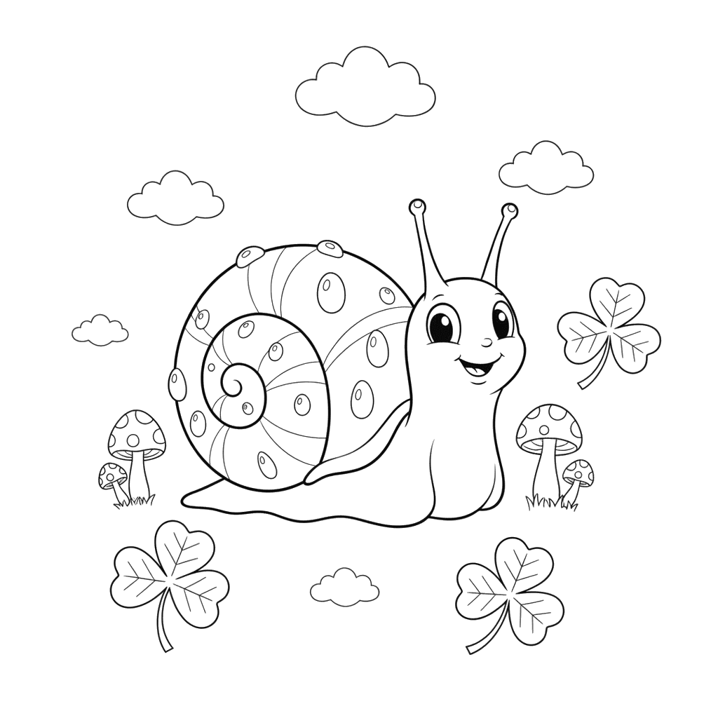 Snail with Dew on Shell Coloring Page