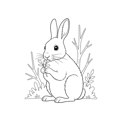 Snowshoe Hare Eating Twigs Coloring Page