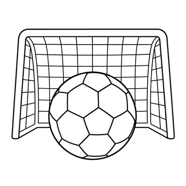 Soccer ball at the goal — coloring page