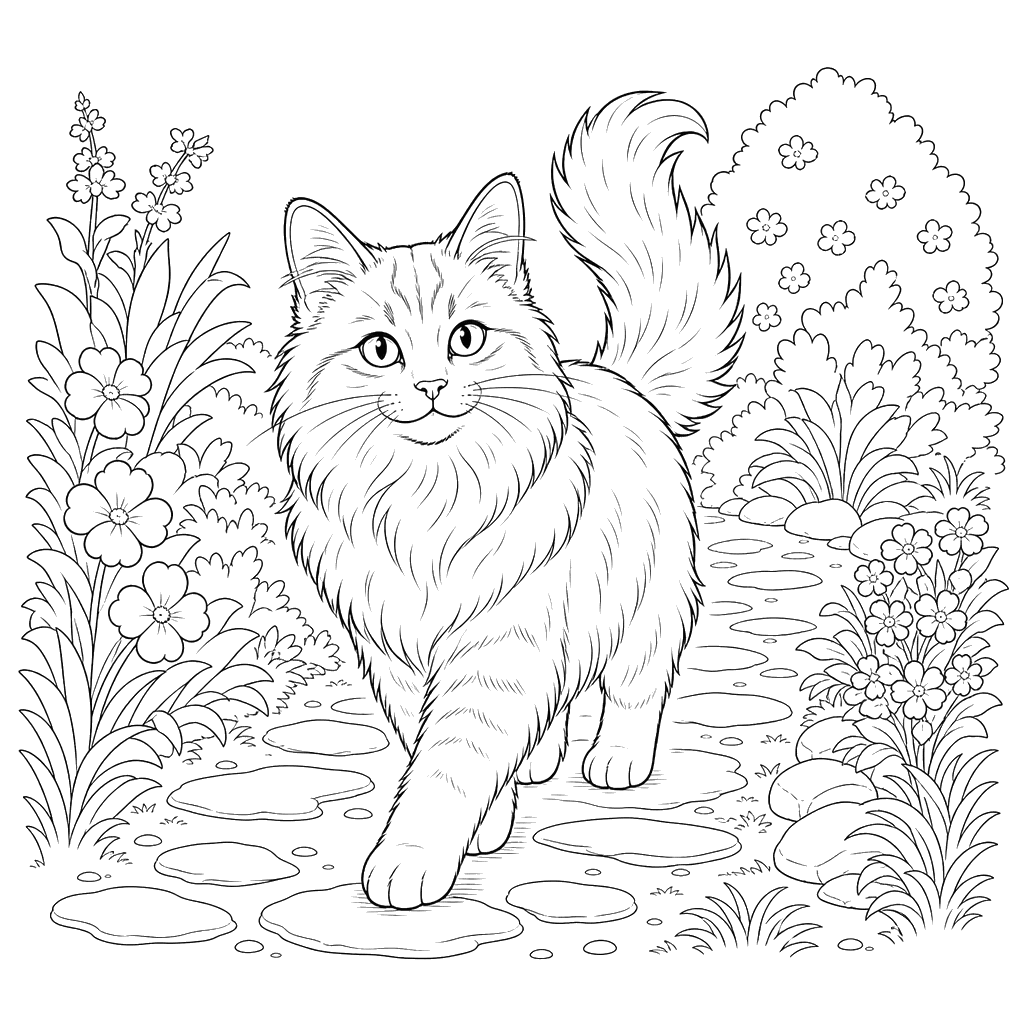Somali Cat on a Garden Path