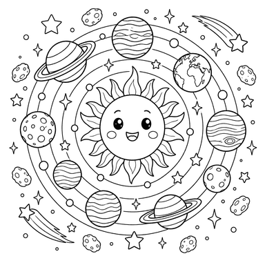 Space Mandala with Planets and Stars