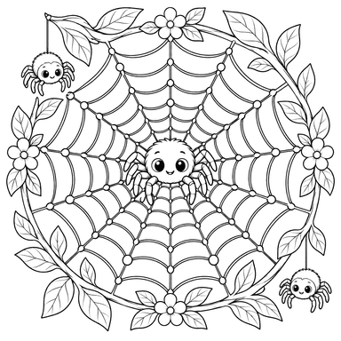 Spiderweb Mandala Coloring Page