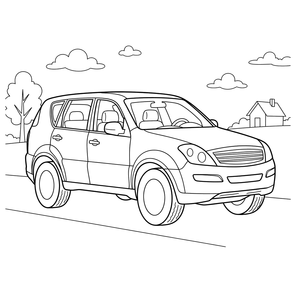 SsangYong Rexton SUV Coloring Page