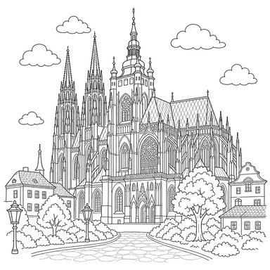 St. Vitus Cathedral Coloring Page