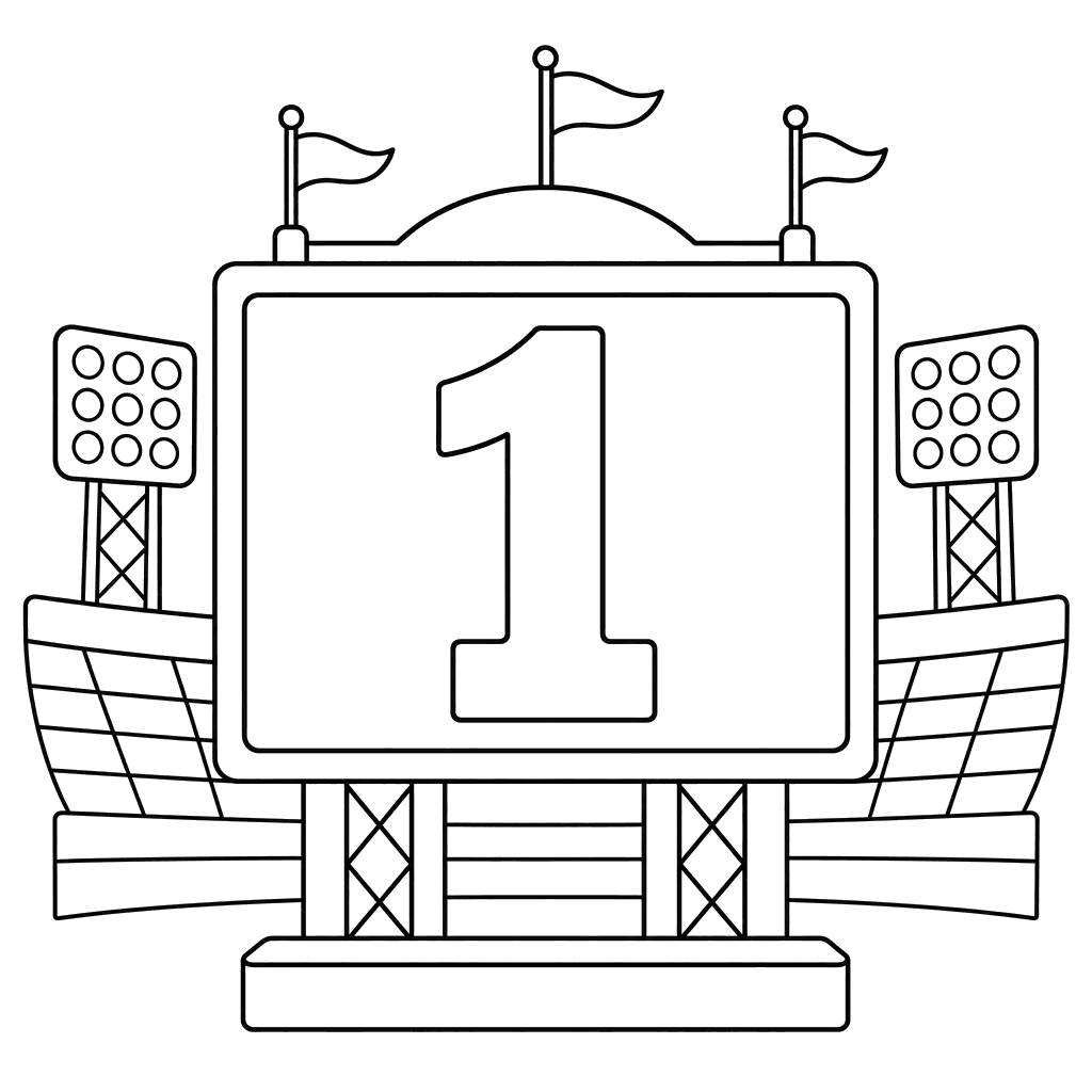 Scoreboard Number 1 Coloring Page