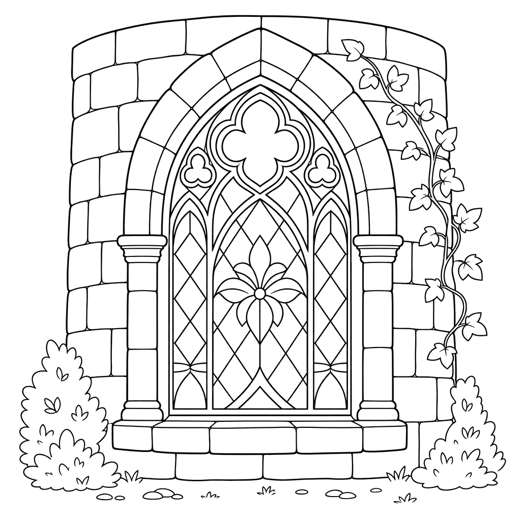 Stained Glass Castle Window