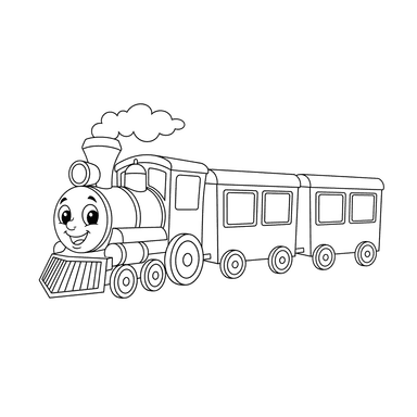 Steam Train with Wagons Coloring Page