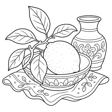 Lemon still life coloring page