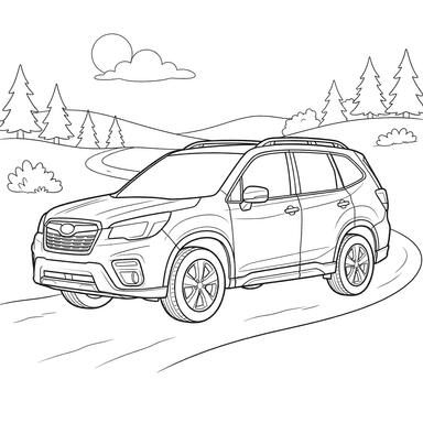 Subaru Forester SUV Coloring Page for Kids