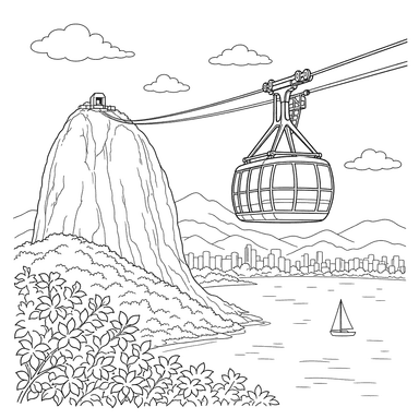 Sugarloaf Cable Car in Rio Coloring Page