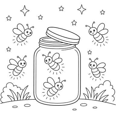 Summer Firefly Night with Glowing Jars