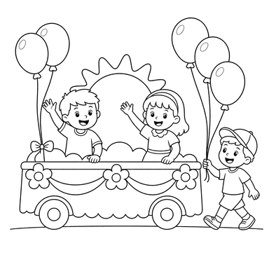 Summer Parade with Balloons and Simple Floats
