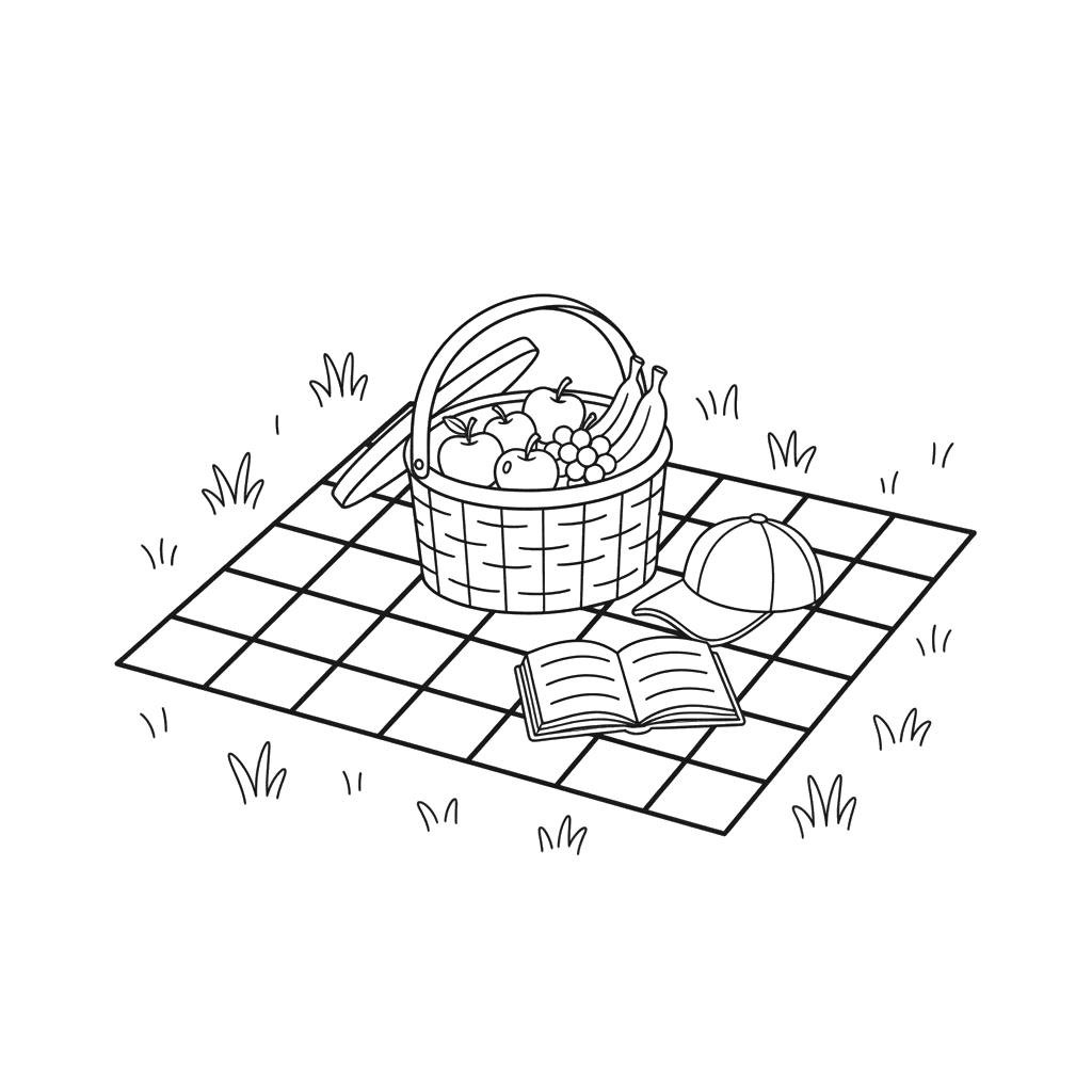Summer Picnic Coloring Page