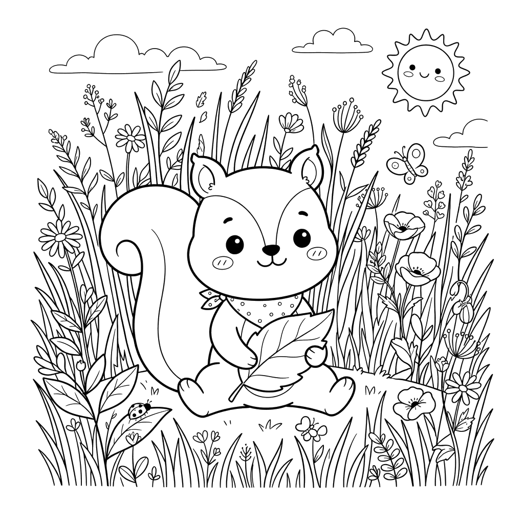 Summer Fun in Tall Grass Coloring Page